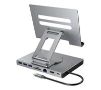 FIRSTXIU 4K 60Hz Gigabit Ethernet Port USB3.0 Splitter Hubs Converters Flat Panel Rotatable Stand 8/9 In 1 Type C Docking Station Tablets Rotating Stand