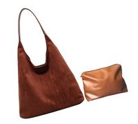 FIRSTXIU 6pcs Brown Underarm Bags For Women Large Slouchy Shoulder Bags With Spacious Interior Casual Handbag with Small Makeup Bag