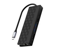 FIRSTXIU 7 Port USB C Adapter With 4K30hz Multimedia Gigabit Ethernet And 100W Power Delivery For Laptops And Tablets 2xUSB3