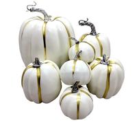 FIRSTXIU 7PCS Countrysides Artificial Pumpkin Decorations White Color Pumpkin Ornaments for Harvest Office Desk Decorations
