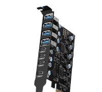FIRSTXIU 8-Port PCIe to USB3.2 Card Expansion 20Gbps 8 Ports USB3.1 Type-C x 4 & USB3.1 TypeA x4 PCIE Splitter Adapter Card