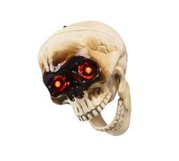 FIRSTXIU Animated Talking Skull with Flashing Eye and Moving Jaw Halloween Skeleton Head Decoration Terrifying Party Accessory