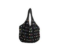 FIRSTXIU Bohomian Crochet Beach Shoulder Bag for Women Knit Underarm Bag with Colorful Beads and Large Capacity Handbag