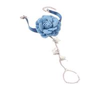 FIRSTXIU Bracelets,4Colors Exaggerated Cloth Big Rose Flower Bracelet Butterfly Bracelet Rings Chain for Women Elegant Adjustable Jewelry
