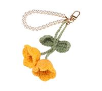 FIRSTXIU Bracelets,Handmade Flower Crochet Keychain with Pearls Soft Yarn Texture Fashion Key Holder Suitable for Bags and Keys Decorating