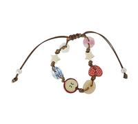 FIRSTXIU Bracelets,Lovely Appled Charm Bracelet for Girls with Brown Cord Fun and Stylish Accessory for Trendy Women Ladies Daily Use