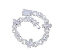 FIRSTXIU Bracelets,Men's Gold Plated Bracelet Beautiful Crosses Evil Eyes Charm Bracelet with Sparkling Zircon Embellishemnt