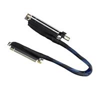 FIRSTXIU Braided PCIe 5.0 X16 Right Oriented Graphics Card Extender 270 Degree Bend Metal Connectors Extension Cable Braided GPU Extension Cable