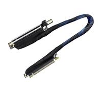 FIRSTXIU Braided PCIe 5.0 X16 Right Oriented Graphics Card Extender 270 Degree Bend Metal Connectors Extension Cable Braided GPU Extension Cable