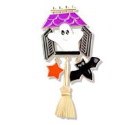 FIRSTXIU Brooch,Halloween Cartoon Specter Pin Accessory Eerie Halloween Badge Pumpkin Specter Broom Alloy Lapel Pin for Theme Parties