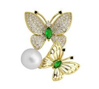 FIRSTXIU Brooch,Lovely Bird Butterfly Bees Brooch for Women Pearl Rhinestone Lapel Pins Trendy Animal Jewelry Coat Pin Wedding