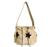 FIRSTXIU Canvas Star Bag School Bag Large Capacity Crossbody Shoulder Bags for Teens Versatile Vintage Bags