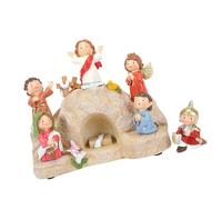 FIRSTXIU Christmas RReligiousOrnament Set With Handmade Resin Characters And Soft LED Glowing Biblical Scene Replicas