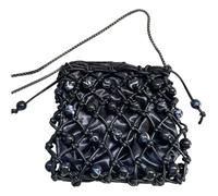 FIRSTXIU Delicate Vintage Handwoven Pearls Crossbody Bag For Women PU Fashion Shoulder Purse Sophisticated Lady's Satchel