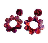 FIRSTXIU Earring,1 Pair Handmade Color Earrings Acrylic Flower Big Earrings Exaggerated Retro Flower Earring for Girls
