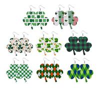 FIRSTXIU Earring,8Pairs Irish Shamrock Dangle Earring Clover-Pendant Hook Earring Patricks Festival Jewelry-Decor 's Day