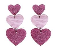 FIRSTXIU Earring,Delicate Jewelry 3-connect Heart Earrings 2023 Trend Vintage Temperament Acrylic Drop Earrings for Girls Lady Gifts