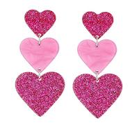 FIRSTXIU Earring,Delicate Jewelry 3-connect Heart Earrings 2023 Trend Vintage Temperament Acrylic Drop Earrings for Girls Lady Gifts