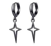 FIRSTXIU Earring,Gothic Punk Metal Drop Earrings Black/Silver Color Star Pendientes Fashion For Women Men Rock Jewelry