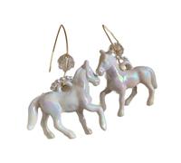 FIRSTXIU Earring,Handmade Resin Horse Hook Earrings Animal Ear Pendants with Pearls Handmade Earwear Accessories for Stylish Women