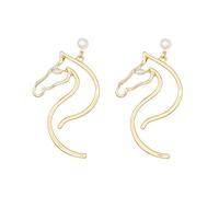 FIRSTXIU Earring,Trendy Golden Color Pins Earring Women Minimalist Horse for Head Earrings Female Fashion Couple Jewelry Presents