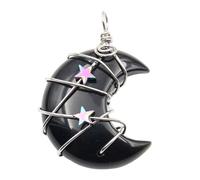 FIRSTXIU Elegant Crescents Moon And Star Pendant Wrapped Crystal Moon And Star Necklace Pendant Natural Stone Jewelry Handmade Jewelry