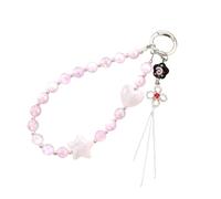 FIRSTXIU Fashion Acrylic Cellphone Lanyard Cellphone Strap Elegant Colorful Beaded Pendant Antilost Wrist Chain Jewelry Car Keychain With Beaded Design