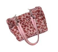 FIRSTXIU Fashionable Leopards Print Plush Shoulder Bag Large Capacity Soft Underarm Bags for Women Students and Professionals