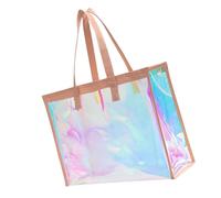 FIRSTXIU Fashionable Rainbow Clear Shoulder Bag Swim Bags Large Capacity Fitness Clothing Storage Beach Handbag for Women