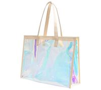 FIRSTXIU Fashionable Rainbow Clear Shoulder Bags Swim Bags Large Capacity Fitness Clothing Storage Beach Handbag for Women
