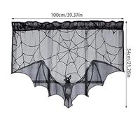 FIRSTXIU Halloween Decorations Tablecloth Runner Black Lace Bat Mantel Scarf