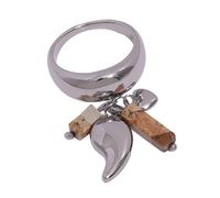 FIRSTXIU Handmade Rings With Natural Stone Elegant Stainless Steel Charm Featuring Water Drop Tassels Designs Fashionable Women's Accessory