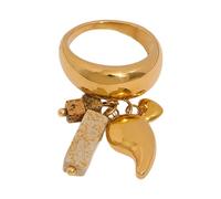 FIRSTXIU Handmade Rings With Natural Stone Elegant Stainless Steel Charm Featuring Water Drop Tassels Designs Fashionable Women's Accessory