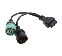 FIRSTXIU Heavy Duty Vehicles Diagnostic Adapter Cable 6pin 9pin To OBDII 16Pin Adapter Y Cable Truck Converter Scanner Truck Maintenance Equipment