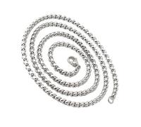 FIRSTXIU Hip Hop Square Pearls Chain Necklace For Men Modern Sturdy Stainless Steel Jewelry Trendy Neck Chain Accessory Stainless Steel Square Pearls Necklace
