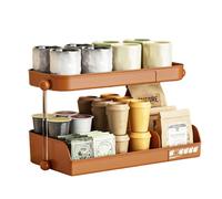 FIRSTXIU Large Capacity Coffee Cup Organiser with Drain Board Multi-Layer Mug Holder Space Saving Countertop Storage Rack Spices Drawer