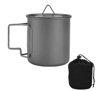 FIRSTXIU Light Weight Metal Cup Camping Picnics Water Mug Tableware with Folding Handle Travel Cooking Equipment Enduring Picnics Utensils Outdoor Water Cup