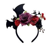 FIRSTXIU Lightweight Rose Bat Hair Accessory Halloween Party Props Detailed Design Comfortable Use Resin Hairpiece Practical Halloween Role Play Headband