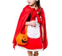 FIRSTXIU Little Girl Riding Hoods Fairytale Costume Short Sleeve Bodice Dress with Hooded Cape and Pumpkin Bag Set for Kids Girls