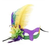 FIRSTXIU Mardi Gras Feathered Halloween Party Venetians Masquerade Half Face Evening Proms Feather Masquerade Halloween Half Face Party Mardi Gras
