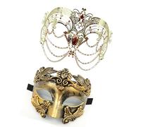 FIRSTXIU Metal Chain Masquerade Eye Couple Masquerade Half Face For Men Women Costume Accessories Adjustable Chain