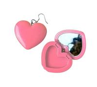 FIRSTXIU Minimalist Red Heart Earring with Pendant Hook Earring Jewelry Acrylic Cosmetic Case Dangle Earrings Women