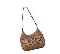 FIRSTXIU Natural Woven Straw Shoulder Bag For Beach Vacation Lightweight Practical Friendly Casual Handbag for Various Occasion