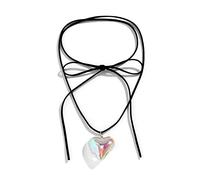 FIRSTXIU Necklace,Goth Black Big Heart Pendant Choker Necklace for Women Elegant Weave Knotted Bowknot Adjustable Chain Jewelry