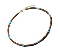 FIRSTXIU Necklace,Retro Necklace Creative Trendy Neck Jewelry Made From Brown Coconuts Shell Wood Beads And Natural Stone Pendant