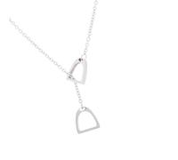 FIRSTXIU Necklaces,Double Horse Stirrups Lariat Necklace Unique Horse Stirrups Necklace Delicate Horseshoe Neck Ornament For Horse Lovers