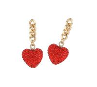 FIRSTXIU Necklaces,Elegant Heart Pendant Necklace Women Charm Necklace with Thick Chain Fashion Heart Drop Earrings for Various Occasion
