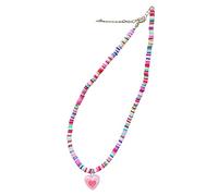 FIRSTXIU Necklaces,Eye Catching Beaded Chain Necklace Colorful Dopamines Necklace Rainbow Candy Color Heart Pendant Choker Jewelry Women