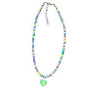 FIRSTXIU Necklaces,Eye Catching Beaded Chain Necklace Colorful Dopamines Necklace Rainbow Candy Color Heart Pendant Choker Jewelry Women