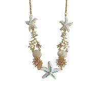 FIRSTXIU Necklaces,Starfishes Shell Pearls Bracelet Adjustable Chain Necklace Beach Vacation Jewelry Pendant Necklace for Various Occasion